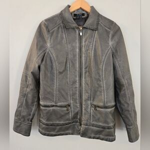 FDJ French Dressing Leather Jacket For Women Dark Grey‎ Size M